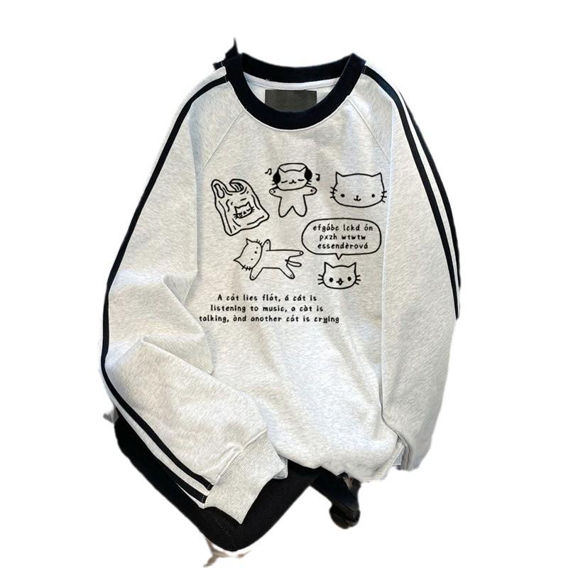 Schwerer Hoodie im amerikanischen Stil: Lazy Vibe Print, Locker sitzendes Fleece-Sweatshirt für Paare, Herbst- und Winterbekleidung.