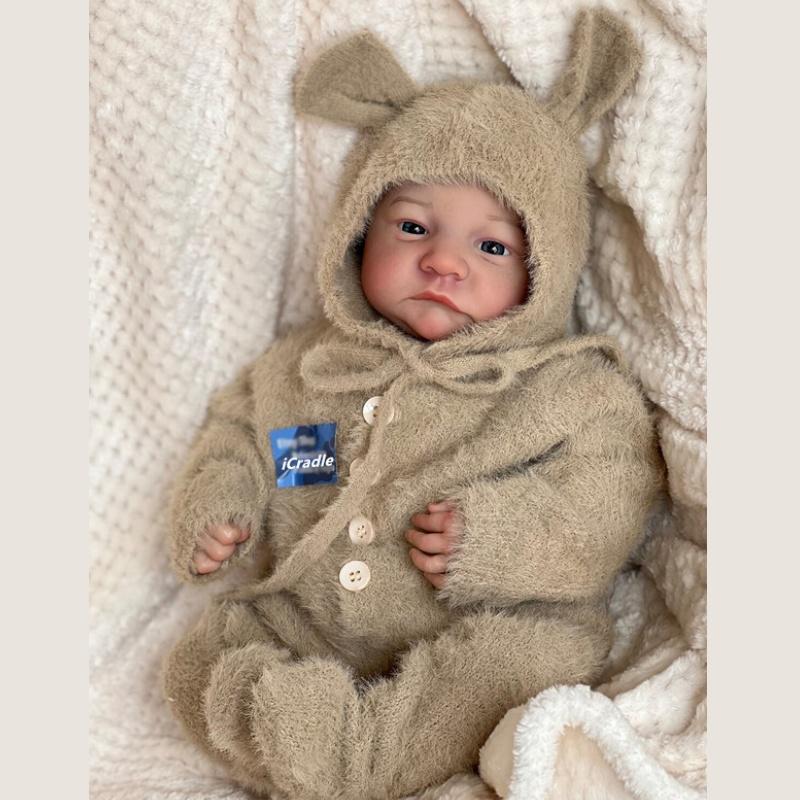 Panenka 19palcová Reborn Baby Doll Levi Twins Plyšová tělíčko Otevřené nebo zavřené oči Novorozená panenka 3D malovaná pokožka Viditelné žíly Figurky Hračky pro panenky pro děti