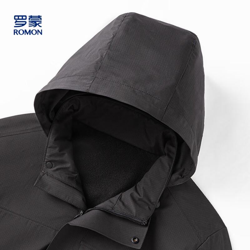 Romon Men's Detachable Hooded Fleece-lined Jacket