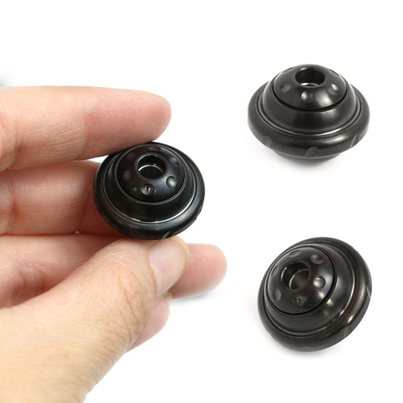 Black UFO Shape Knife Drop Fingertip Gyro Pendant Adult Fidget Toy Paracord Rope Decompression Toy Edc Stainless Steel Accessory