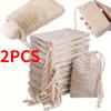 2 Stück Sisal-Seifensäckchen mit Kordelzug und Holzperle - Schaumbildende und Trocknende Duschtasche für Badezimmerzubehör