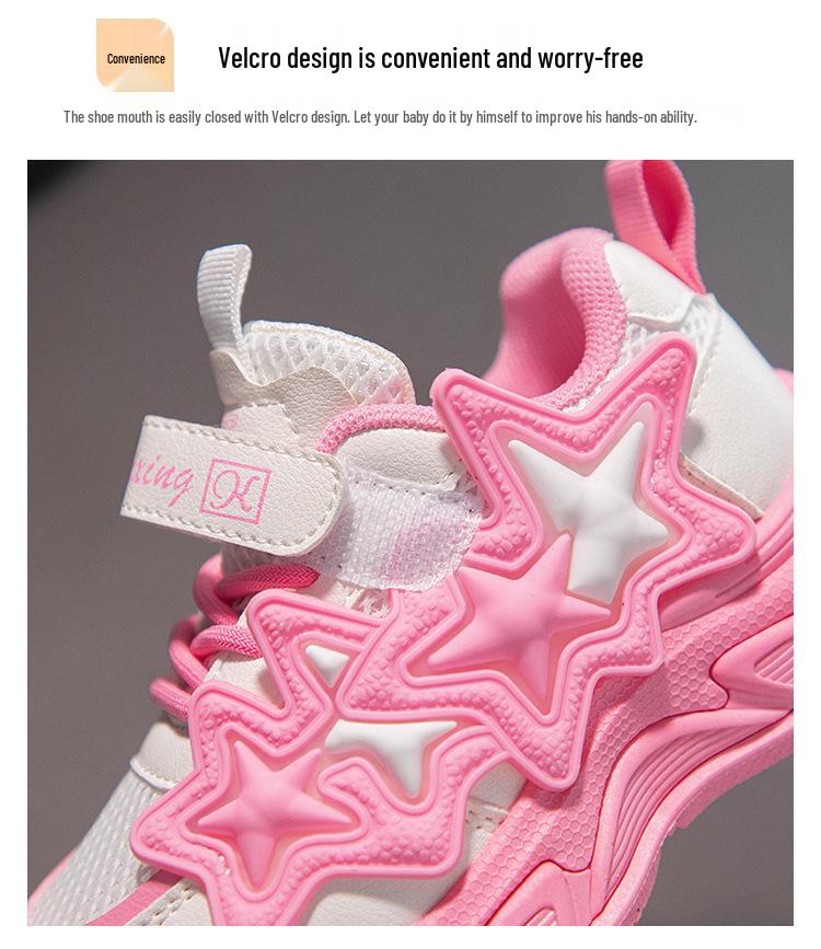 Soft-Soled Non-Slip Mesh Sneakers for Kids - Korean Style Spring/Autumn Casual Dad Shoes for Girls