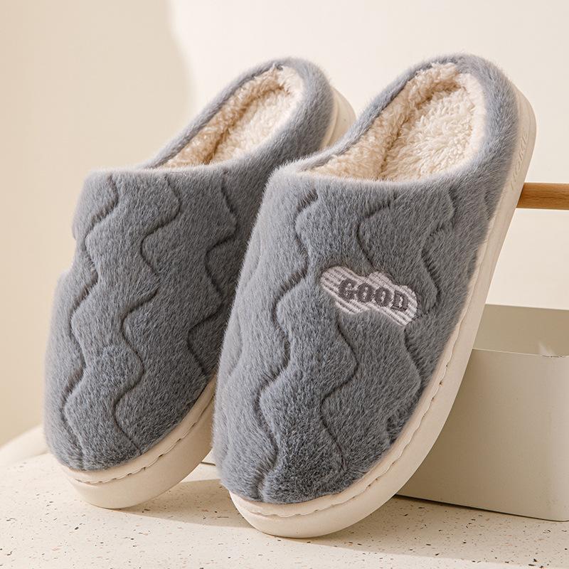 New wavy cotton mop autumn and winter plush slippers indoor home cotton mop warm protection wear-resistant sweat-absorbing breathable