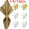 1/6/12pcs Silver/Gold Snowflake Napkin Ring Buckles Christmas Holiday Metal Napkin Holder New Year Gift Dinnig Table Decoration