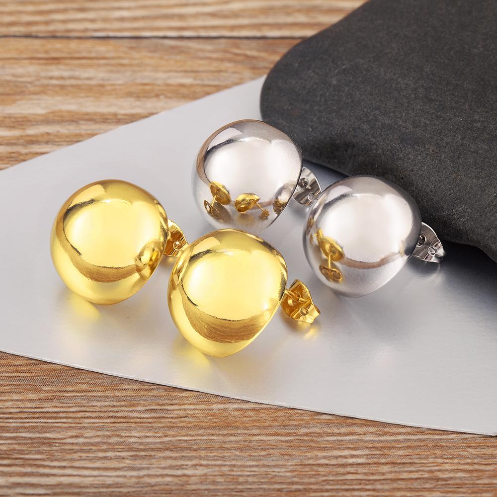 Nidin New Retro Simple Style Semicircle Shape Copper Stud Earrings For Women Lady Daily Party Ear Jewelry Accessories Fine Gifts