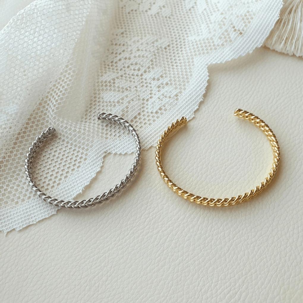 

Bangle Bracelet Couple Layered Chain Fashion Double-Line Twist gold