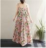 Übergröße Damen Druck Splicing Langes Kleid Neckholder Locker Großer Schwung Kuchenkleid
