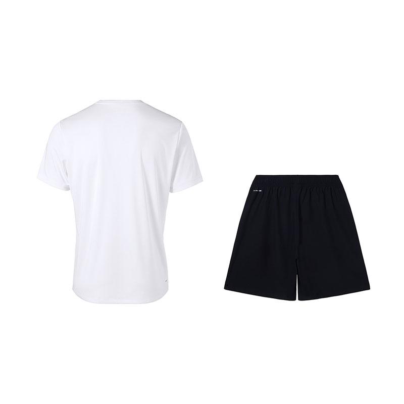 Li Ning Fashionable Versatile Breathable Short Sleeve Comfortable Shorts Casual Sports Suit Men suit White Black W833-2+W685-1