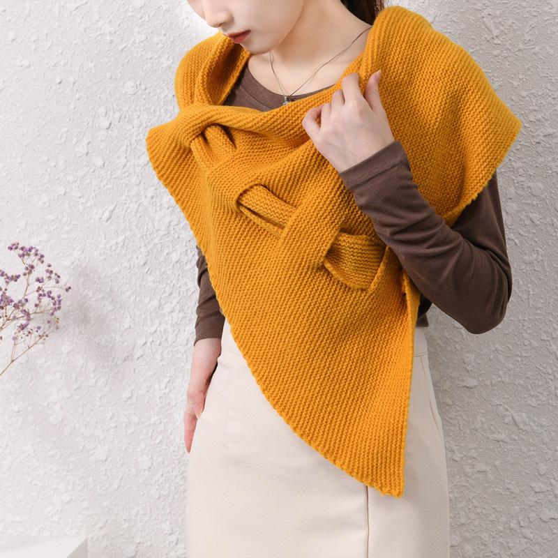 Neuer gestrickter Wollschal mit perforiertem Dreieckstuch-Überzug Kaschmirschal Dick Warm Halswärmer Damen Cape Umhang Poncho