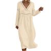 Fashionable Lady's V-neck Mid-length Casual Long-sleeved Dress
