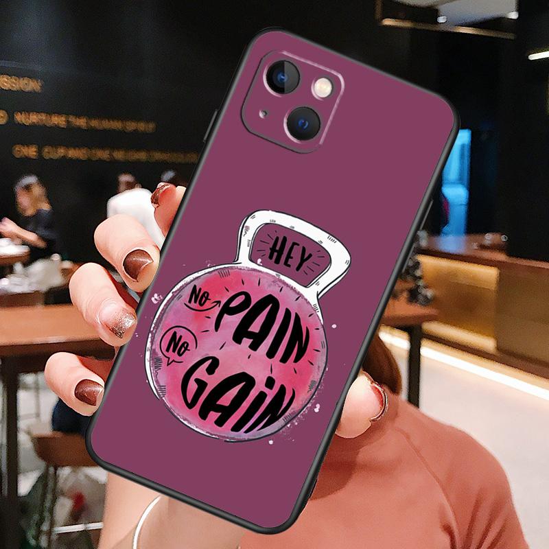 No Pain No Gain Fitnessstudio Fitness Handyhülle Für iPhone 16 Pro Max 15 14 12 11 13 Pro Max Plus 12 13 Mini XR 16e Hülle Silikon Cover