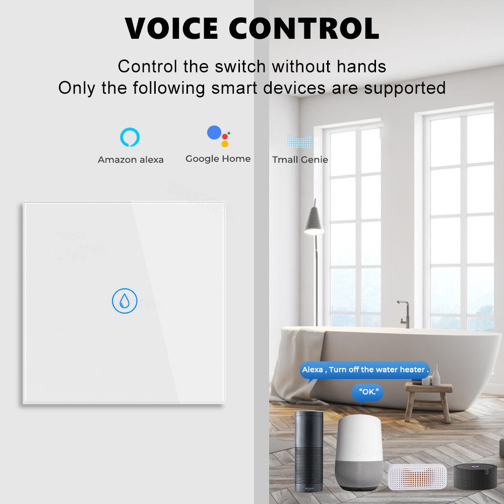 40A Tuya Smart Wifi Water Heater Boiler Touch Switch Smart Life APP Voice Control EU/US Plug Wall Switch Works with Alexa Google