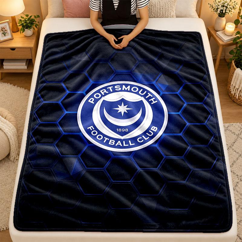 Flannel BlanketPortsmouth FC Warm Soft Throw Blanket for Indoor Sofa Bed Living Room Use