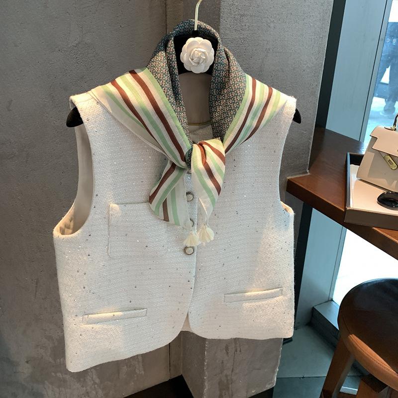 Literary small floral cotton and linen headband silk scarf women's spring and autumn waist scarf versatile decorative scarf headscarf square scarf sil