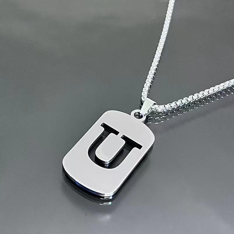 26 Letters English Titanium Steel Necklace Men'S And Women'S Versatile Sweater Sweater Chain Simple Fashion Collarbone Chain