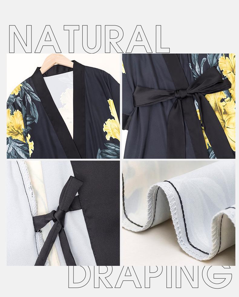 Yao Ting Women's Plus Size Satin Chiffon Pajamas - Summer Ice Silk Luxury Sleepwear & Bathrobe Set