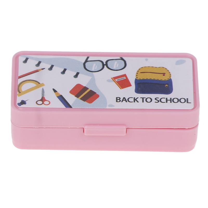 Dollhouse Miniature Stationery Pencil Case School Stationery Box Desk Ornaments Model Toys For Doll House Accessories