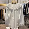 Korean Version Loose Doll Collar Ruffle Edge Shirt Spring and Autumn New Retro Long Sleeved Shirt