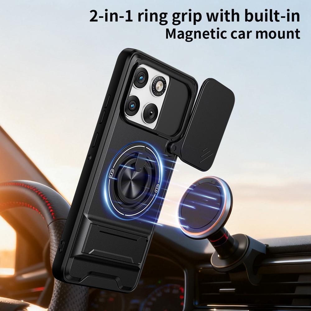 KEYSION Magnetic Phone Case for Motorola MOTO Edge 70 5G Slide Camera Protection Upright Kickstand 360° Ring Shockproof Cover