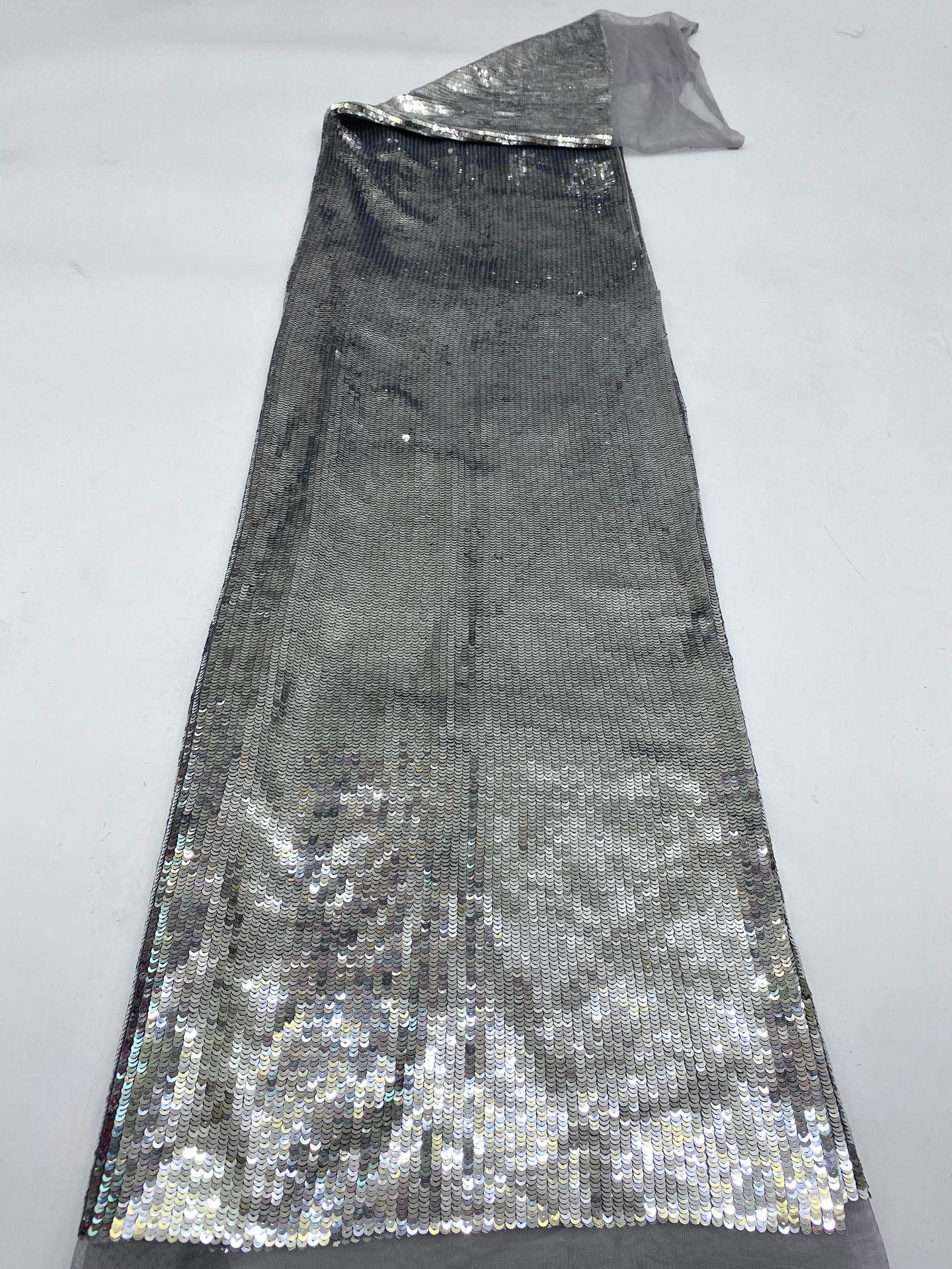 Classic Vertical Stripes Precision 5mm Sequin Embroidery Dress Sequin Fabric