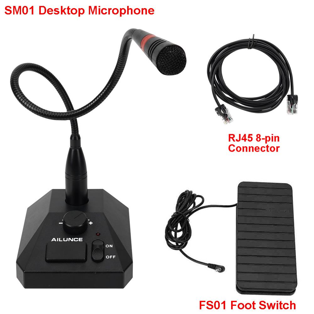Aliunce Sm01 Microfone de mesa para walkie talkie Rt622 Rt3s Hd1 Ra685 Rt95 Rádio bidirecional Microfone de mão 2 pinos / Gp328plus