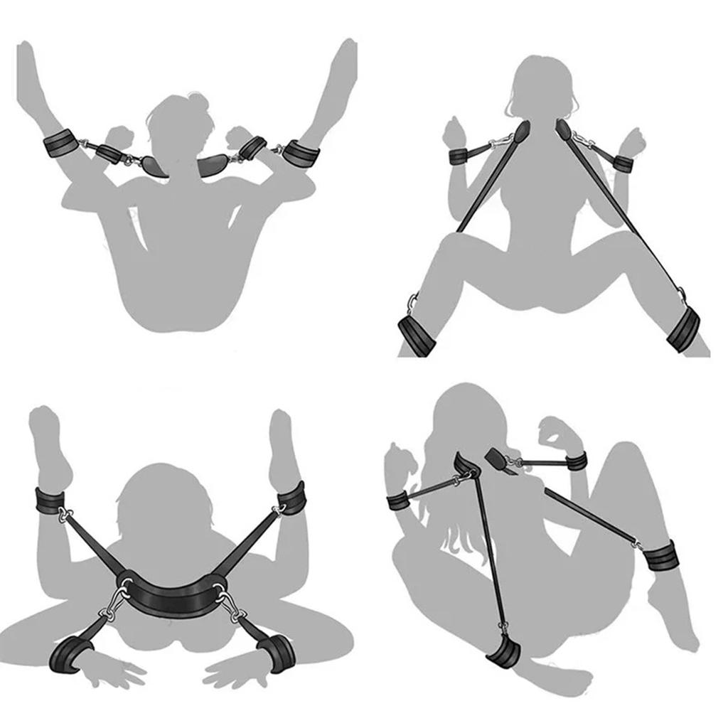 Sexy Adult Female Open Leg Sex Toy Handcuff Bondage Gear Adult Sexual Games Neck Padk Hand Open Leg Restraint SM Slave Toy