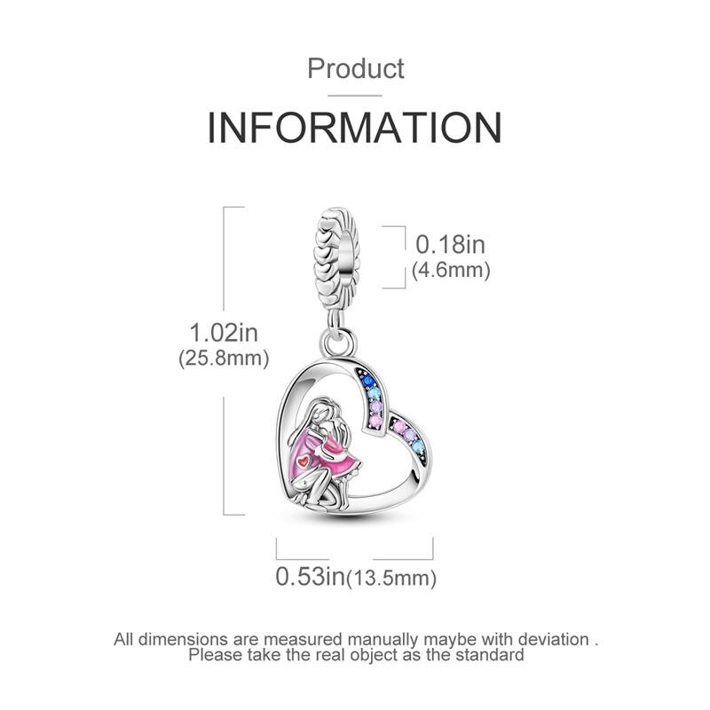 Original Charms Beads Copper Mother Daughter Embrace Pendant For Woman Festival Jewelry For Bracelet Accessories