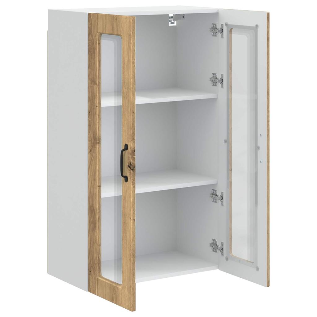 Wall Mounted Glass Cabinet PORTO Artisan Oak 60 x 31 x 100 cm