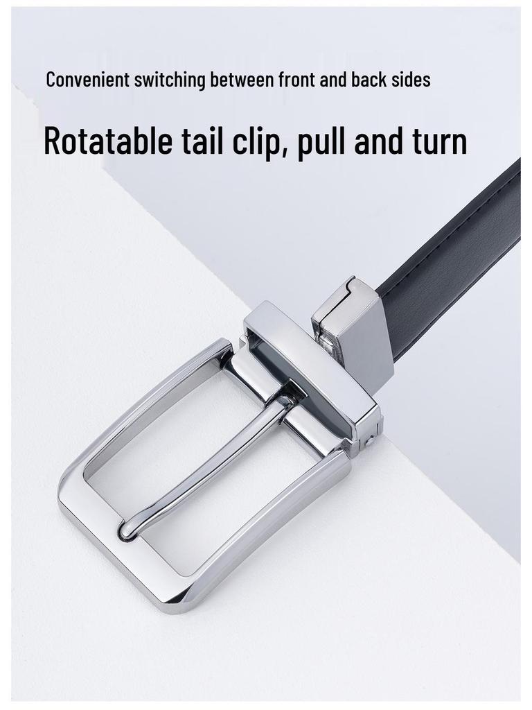 Men's Double-Sided Pin Buckle Cowhide Leather Belt - Versatile Business Casual Trousers Accessory