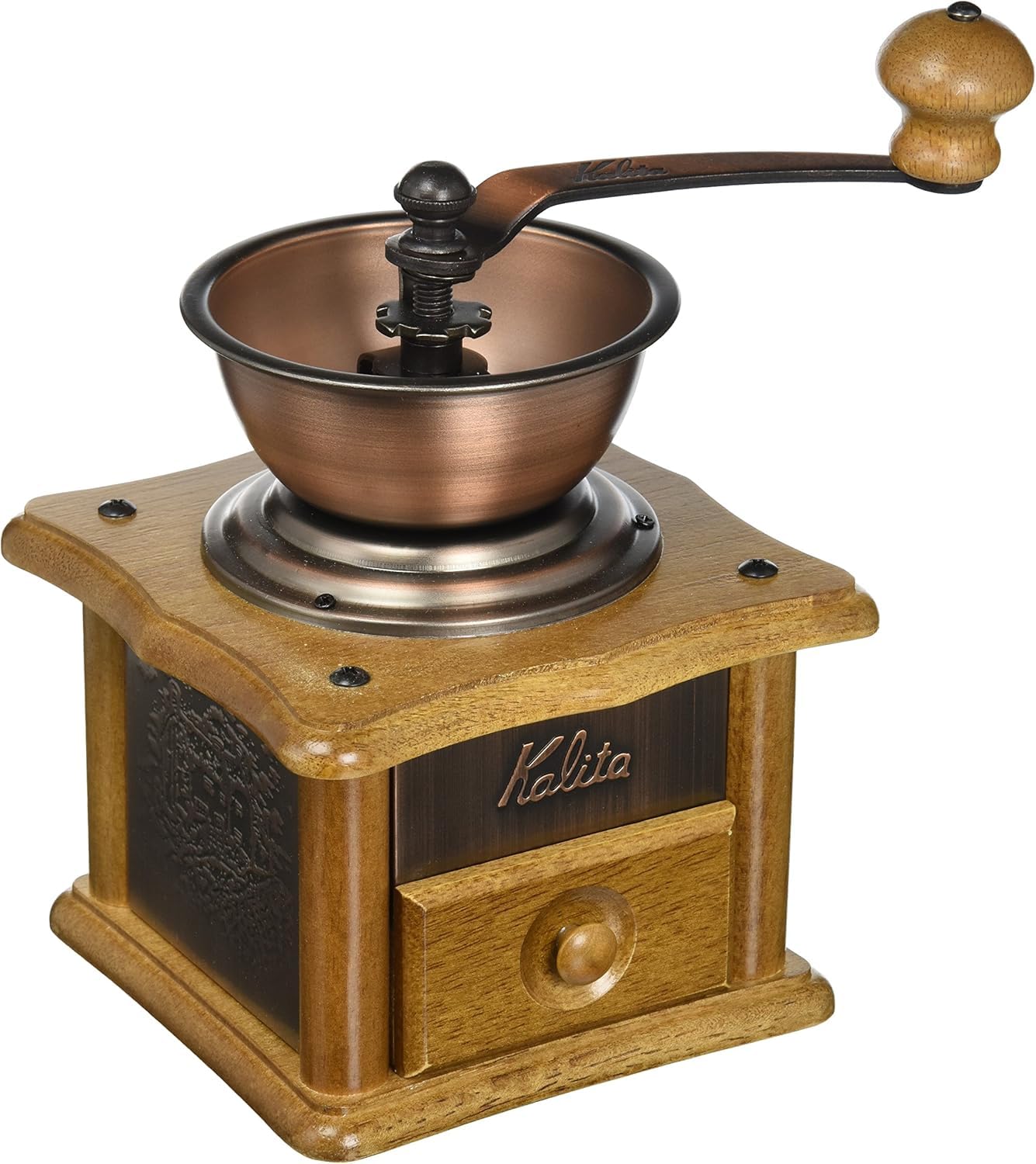 

Алюминиевая ручная кофемолка Kalita с высокостабильным помолом, медная пластина, регулируемая, деревянная, размер, переменный ток, степень помола, кофемолка,