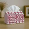 1pc Folk Scandinavian Tissue Box with Geometric Traditional Red Pattern-Fabric Napkin Storage Organizer for Kitchen,Car,Elegant Decorative Box,Purpose