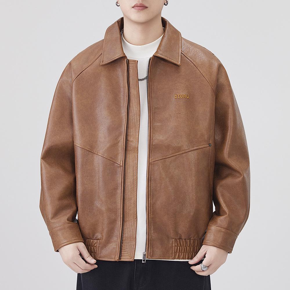 Men's Melanoid Leather Jacket: 2025 Autumn/Winter Trendy Motorcycle Pilot Style