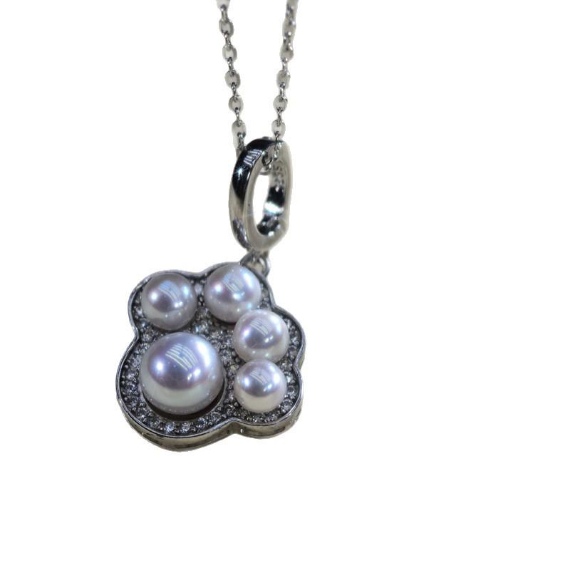 Zhuji Sötvattenspärlhalsband med S925 Silver Kattassberlock Choker