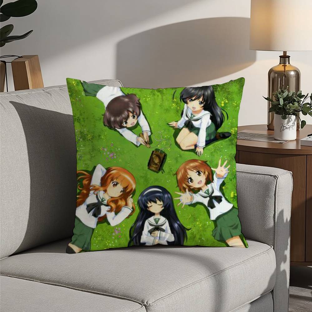 

GIRLS und PANZER Классическая наволочка Диван Декоративная Домашняя Двусторонняя печать Короткий плюш Подушка Наволочка Праздничный подарок 12x12Inch
