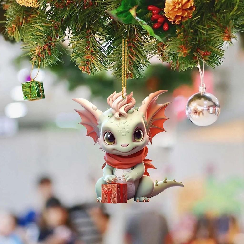 Colorful Acrylic Cartoon Christmas Dragon Car Decoration Stylish Festive Home Ornament