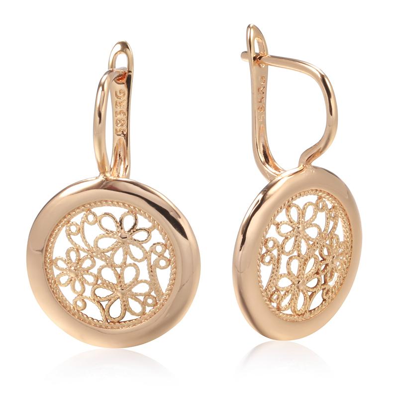 Luxury Rose Gold Boho Earrings For Women Glossy Metal Flower Dangle Earrings High Quality Daily Fine Jewelry New