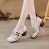 First Layer Cowhide Non-Slip Sandals for Middle-Aged Women - Soft Sole, Perforated Leather, Comfort Design for Summer.
