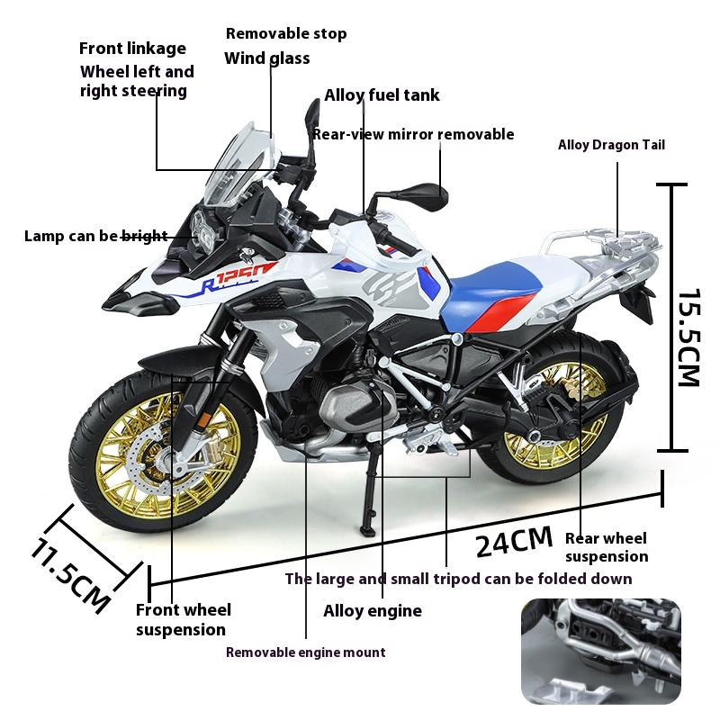 1/9 Scale BMW R1250 GS Adventure Alloy Diecast Metal Model Motorcycle Sound & Light Model Toy Gift with Boyfriend Children Present Kid