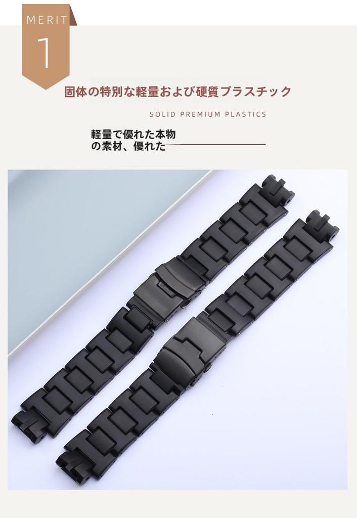 [syzynicy] Plastic Steel Watch Strap Fits PRW-6000/6100/3000/3100 Black Convex Bracelet