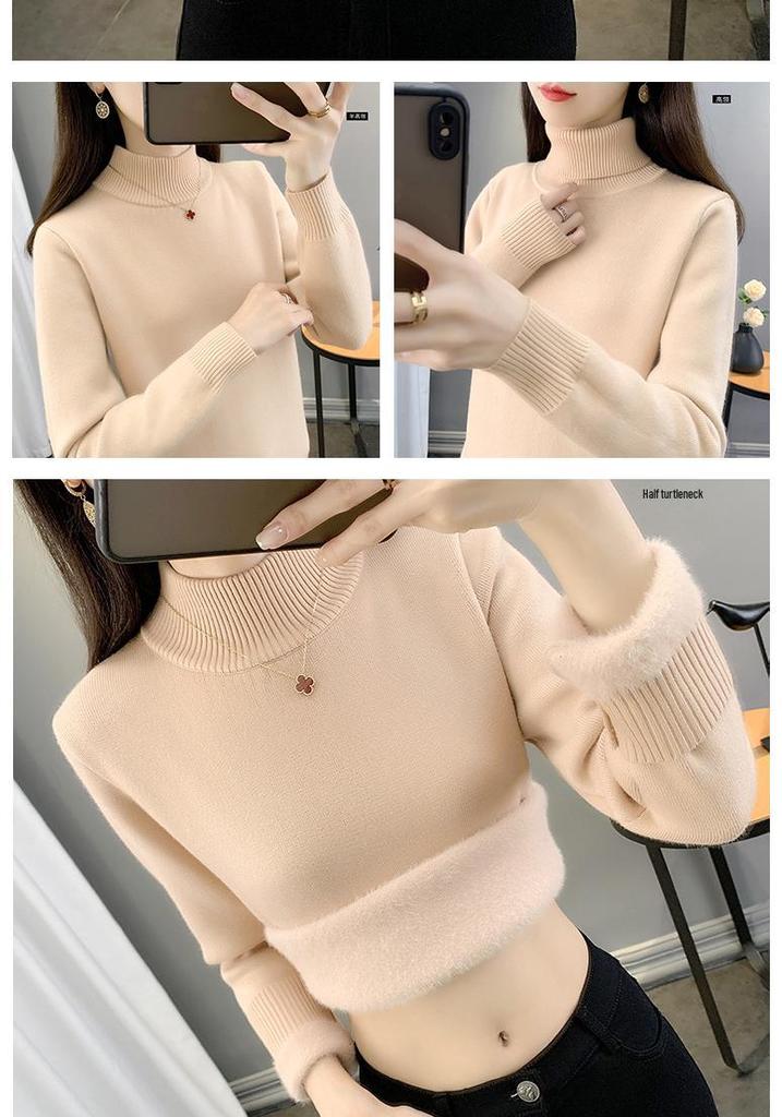 2025 Women's Plus Velvet Knitwear: Thick Warm Autumn/Winter One-Piece Sweater