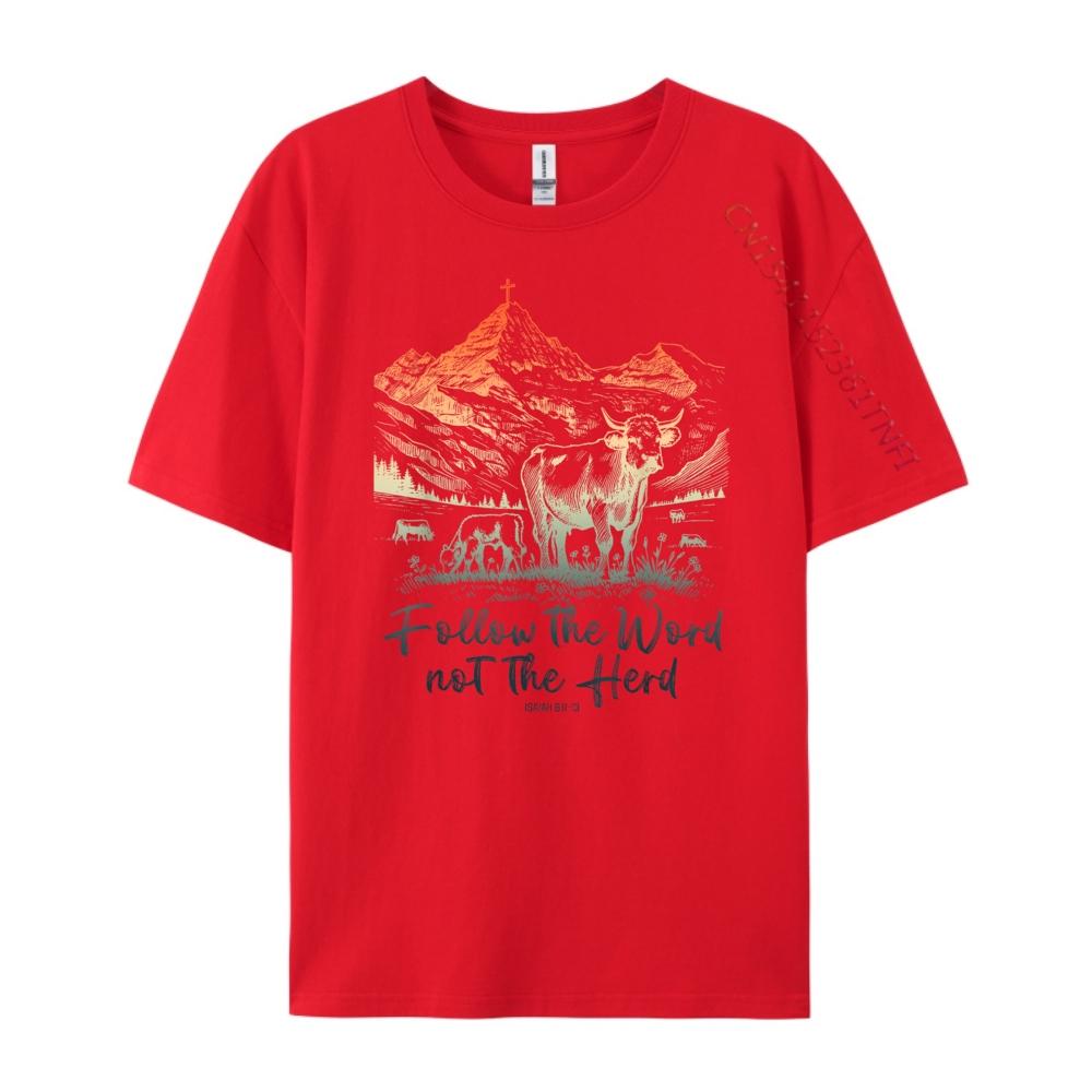Follow The Word Not The Herd Isaiah Christian Jesus Camisas Basicas Hombre New Year Aesthetic T-shirt