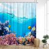 Ocean Animal Shower Curtain, Underwater Whale Coral Tropical Fish Wave Fish Blue Kids Boys Print Bathroom Decoration