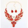 Damen Schmuckset mit künstlichen Diamanten, Halskette/Ohrringe, florale Damenkette