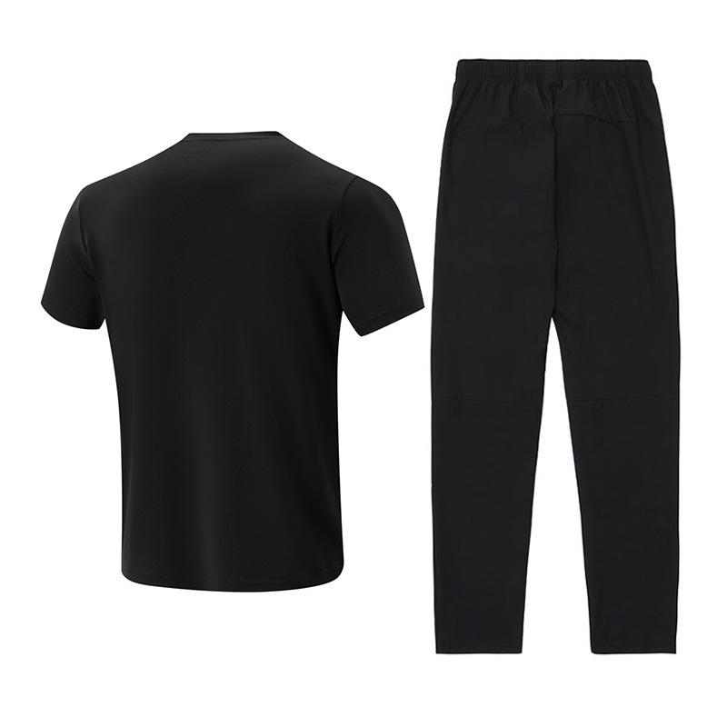 Li-Ning Summer Quick-Dry Cool Comfortable Breathable Solid Color Fitness Leisure Sports Suit Men Suit ATSV597-2+AYKU703-1