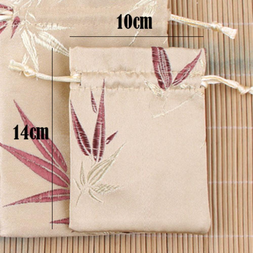 

5 шт. Регульований мішок для зберігання на шнурках, атласні вишиті подарункові мішечки, багаторазовий мішок-саше золотий