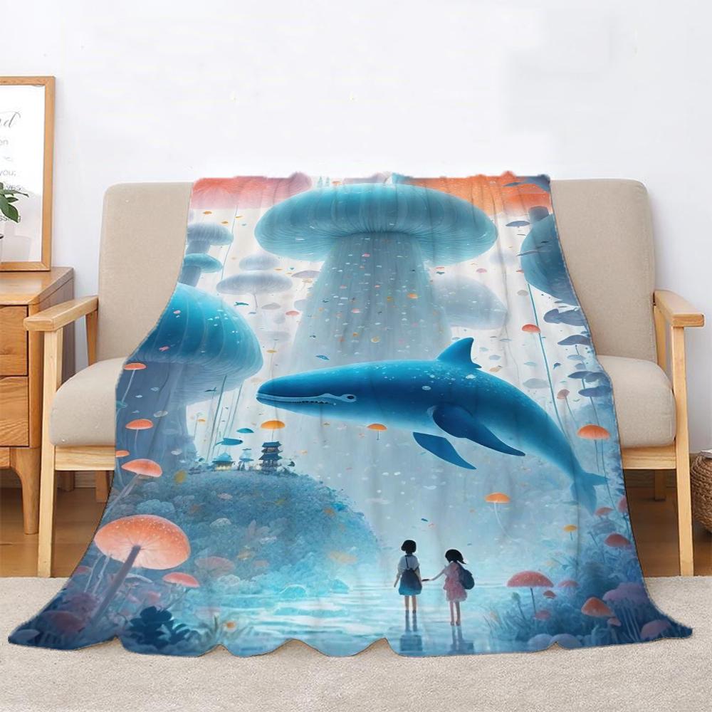 The Whale At the Bottom of the Sea Fluffy Soft Blankets Sofa Decoration Bed Blanket 150cm X 200cm Home Interior Beach Towel Knee