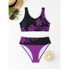 Hot-selling Split Swimsuit Multi-color Printed Sports Splicing Swimsuit Two-piece Set BIKINI Women