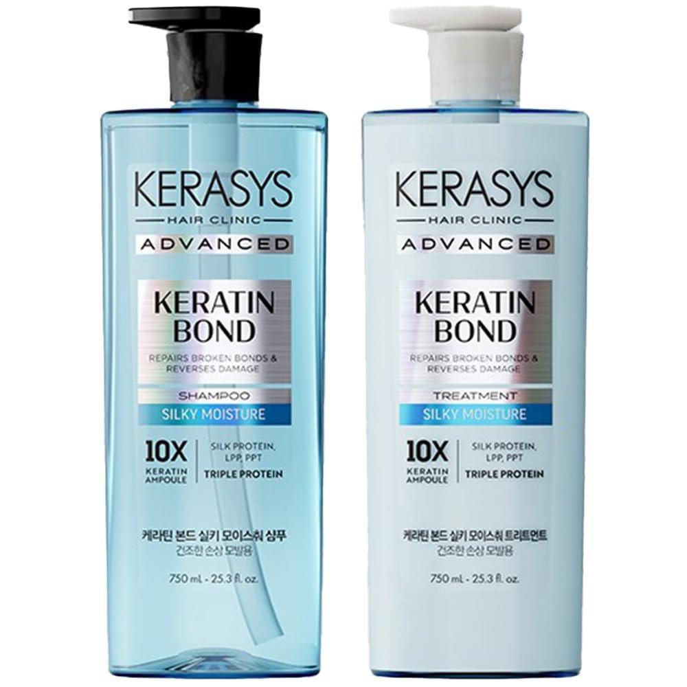 Kerasys Keratin Bond Silky Moisture Shampoo & Treatment Set - Hydrating & Smoothing, 750ml + 750ml