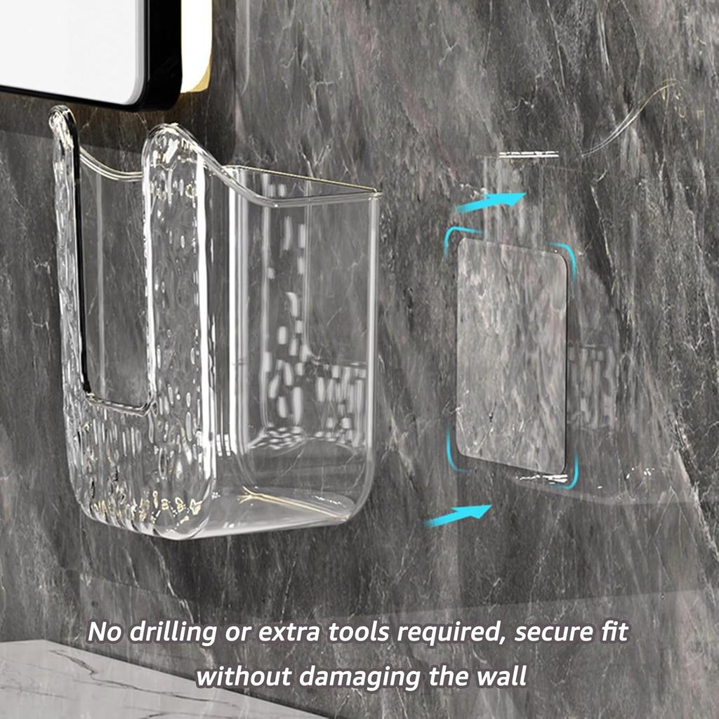 2 Pcs Clear Wipes Dispenser, Holder for Kitchen & Bathroom, Refillable Container Box, Wall Mounted Tissue Box Holder