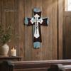 Abgenutztes Holzschild Rustikale Christliche Dekoration, Großes Religiöses Holzkunstwerk, Dekorative Gedenkkunst Spirituelle Hängende Skulptur für Kirche Zuhause